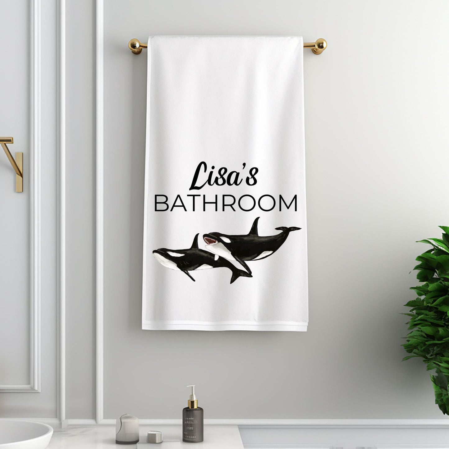 Orca Whale Bathroom Towel - MerikaArt