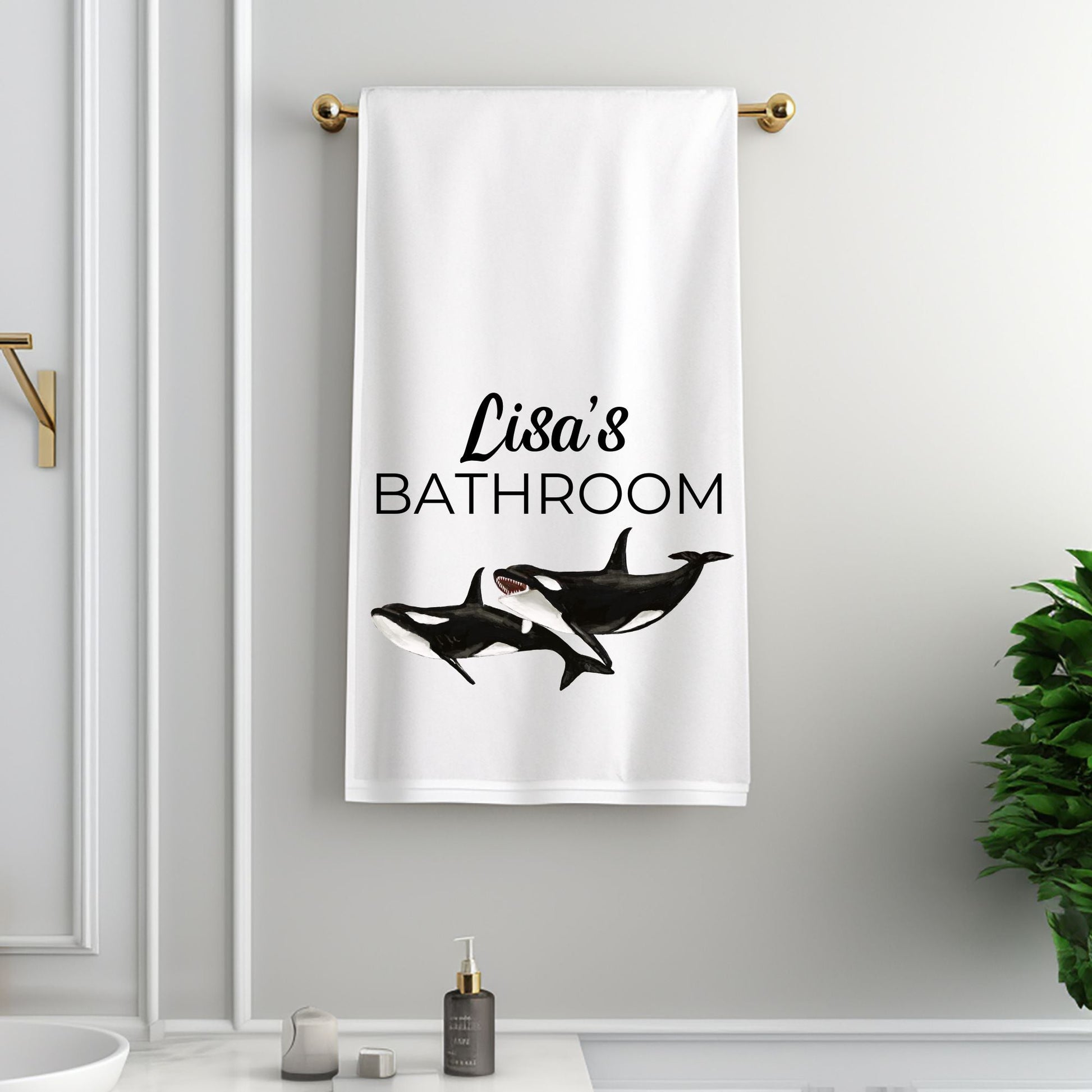 Orca Whale Bathroom Towel - MerikaArt