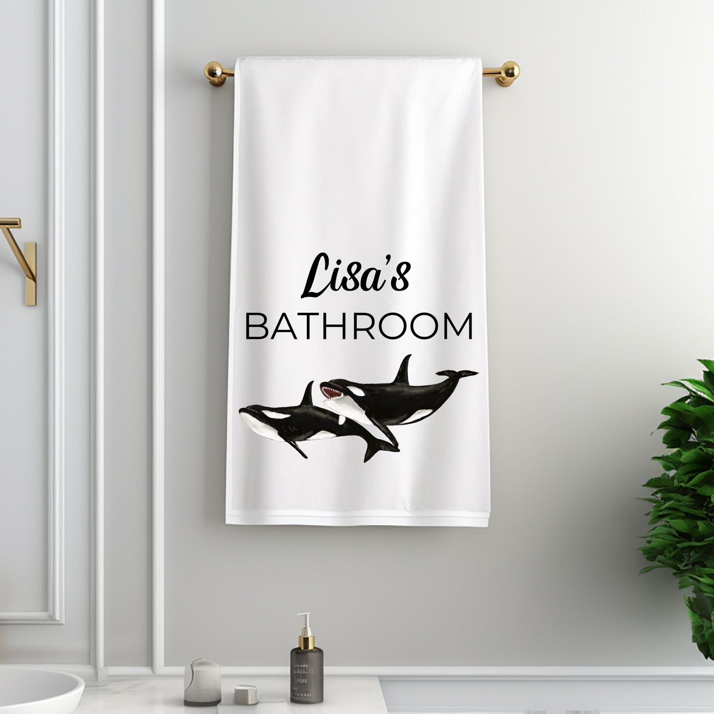 Orca Whale Bathroom Towel - MerikaArt