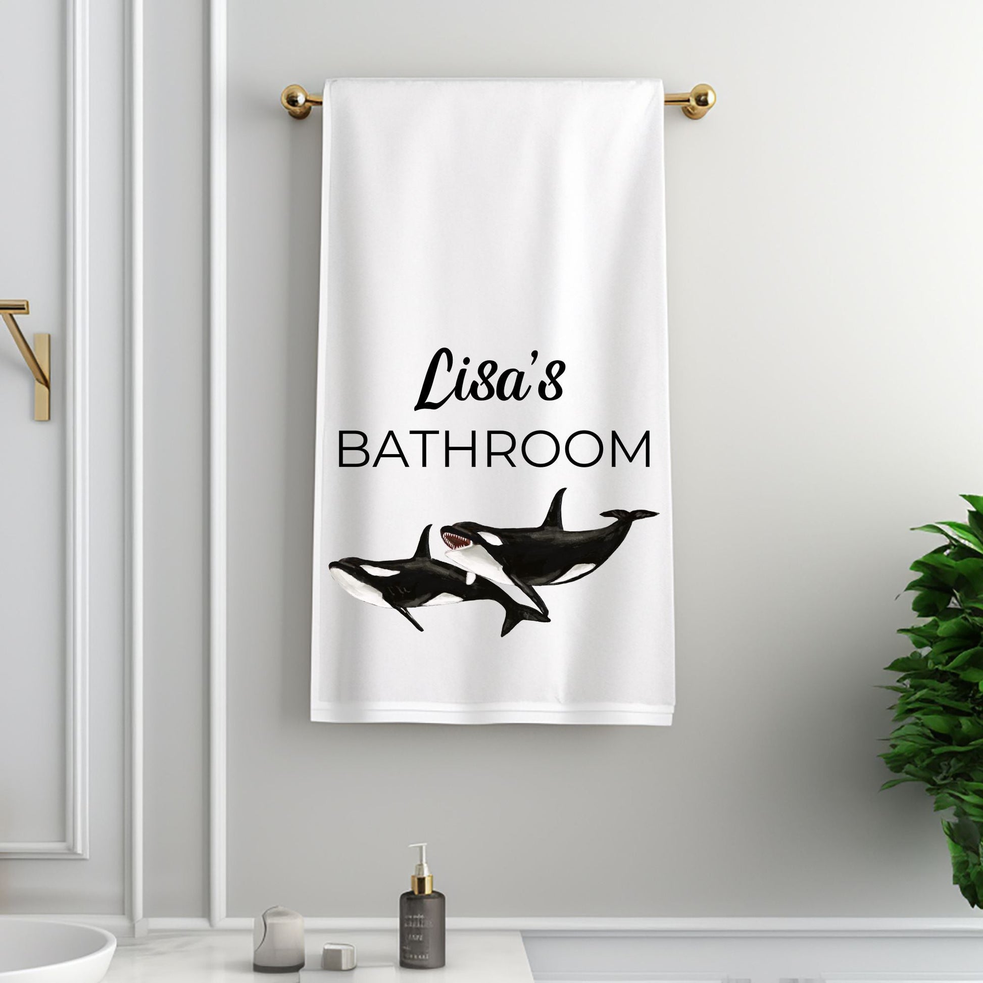 Orca Whale Bathroom Towel - MerikaArt