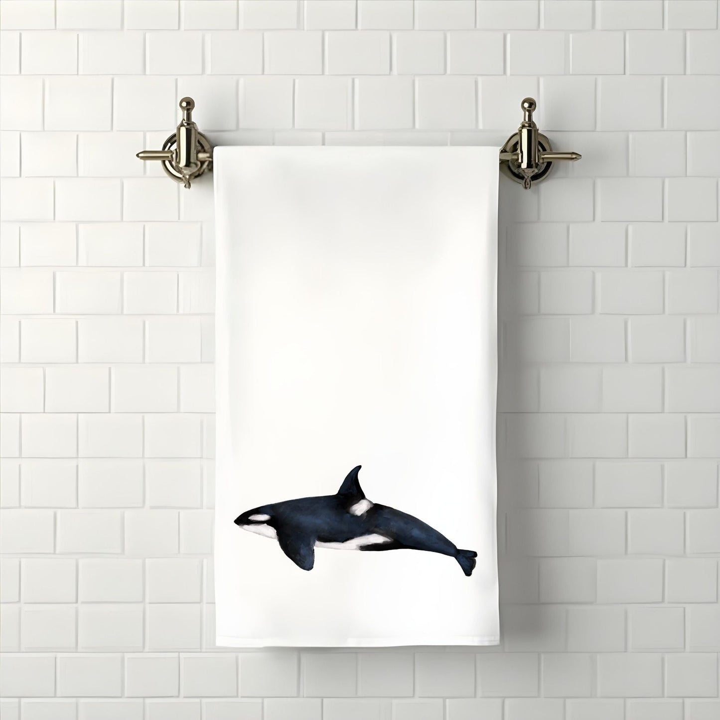 Orca Whale Bathroom Towel - MerikaArt