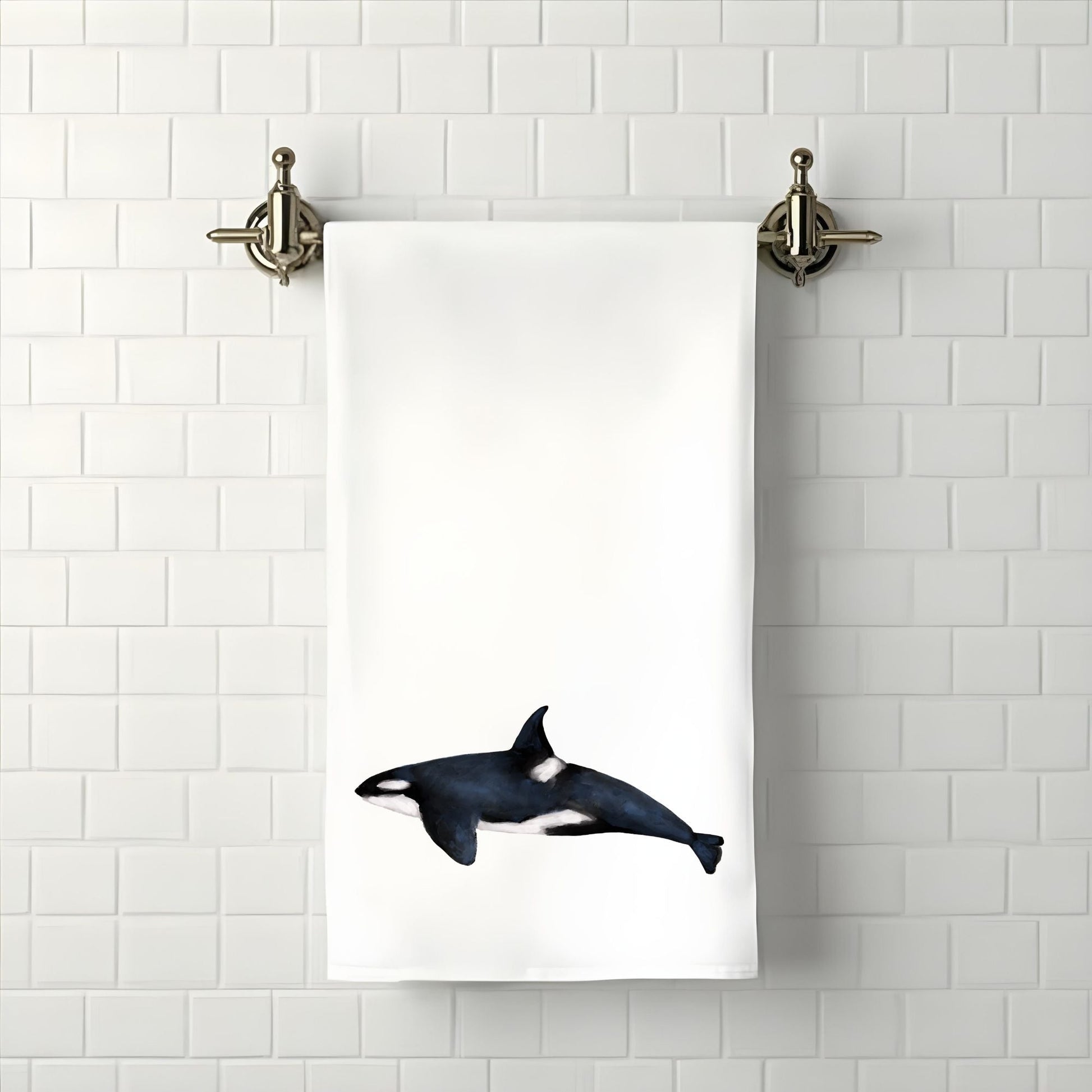 Orca Whale Bathroom Towel - MerikaArt