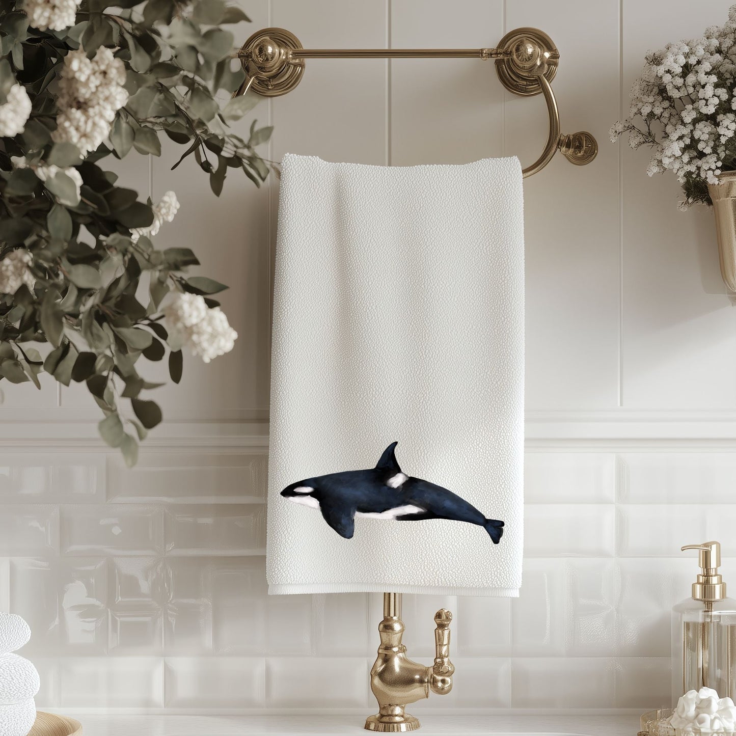Orca Whale Bathroom Towel - MerikaArt