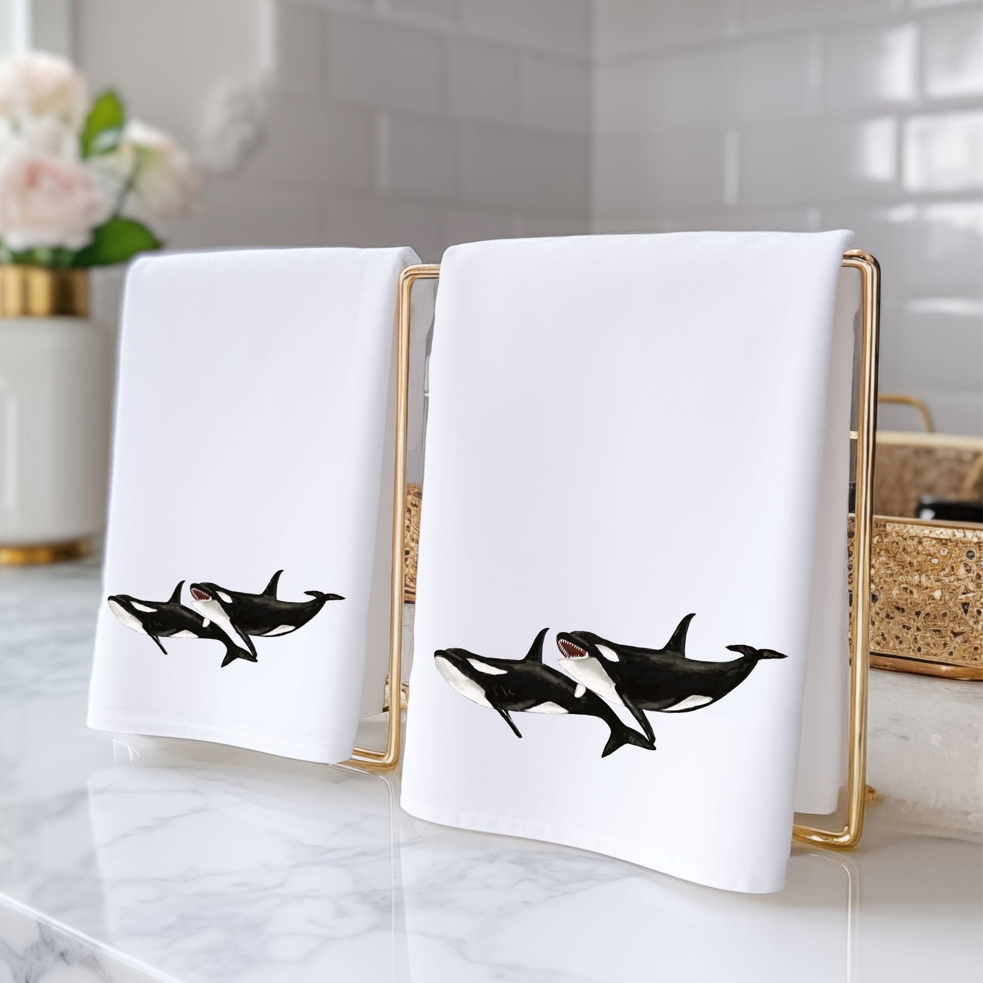 Orca Whale Bathroom Towel - MerikaArt