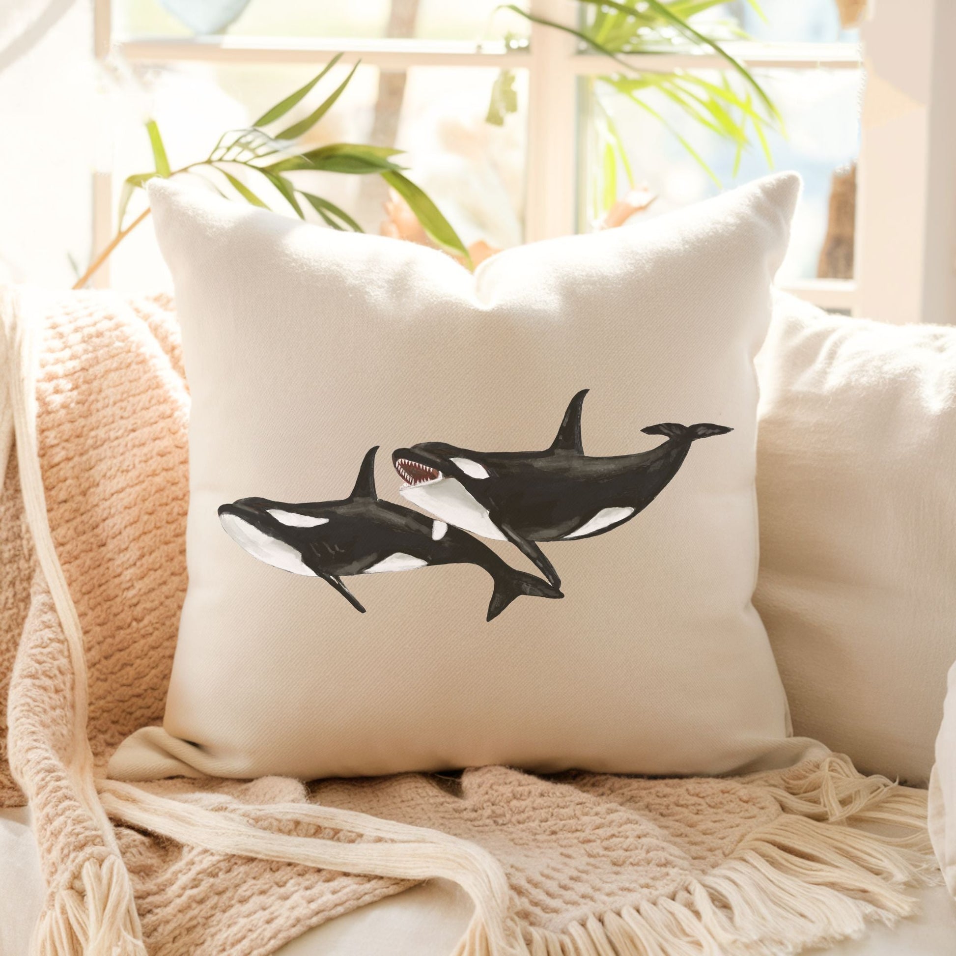 Orca Whale Pillow - MerikaArt