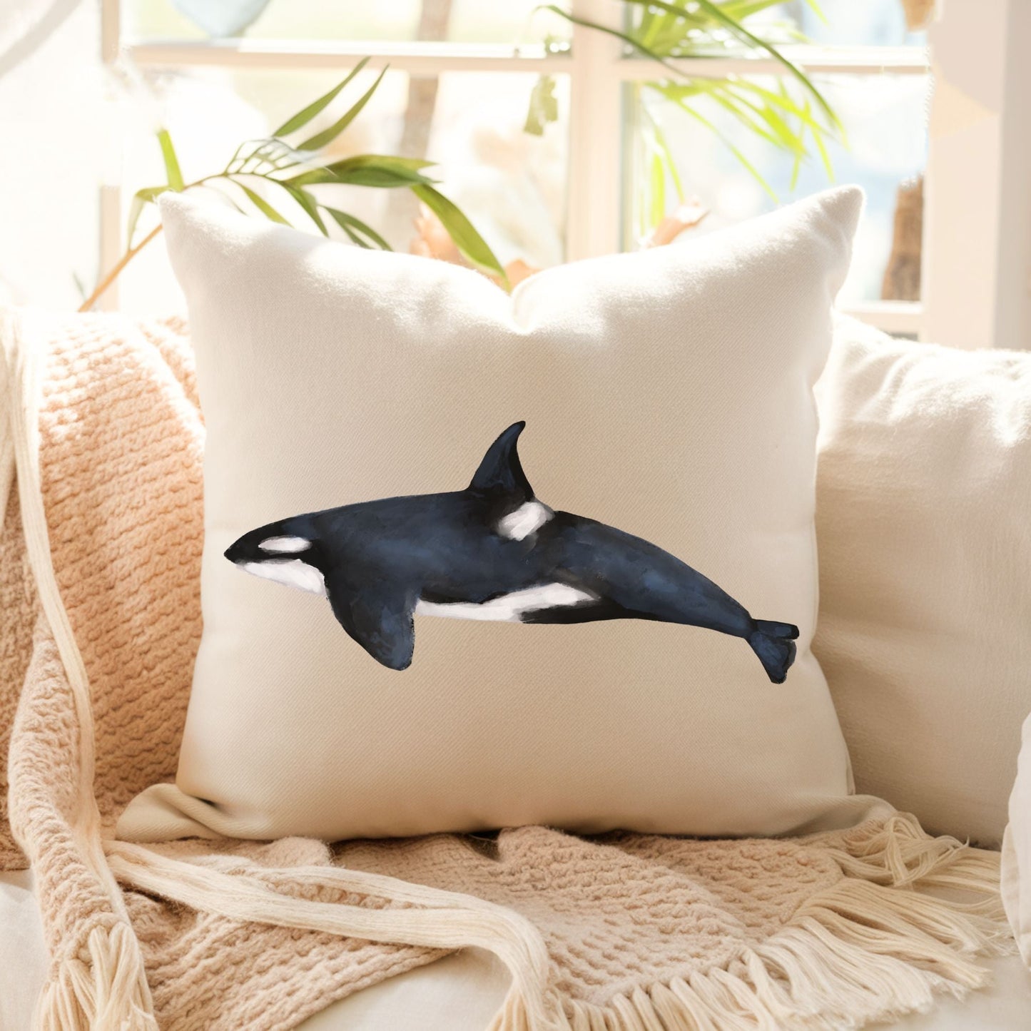 Orca Whale Pillow - MerikaArt