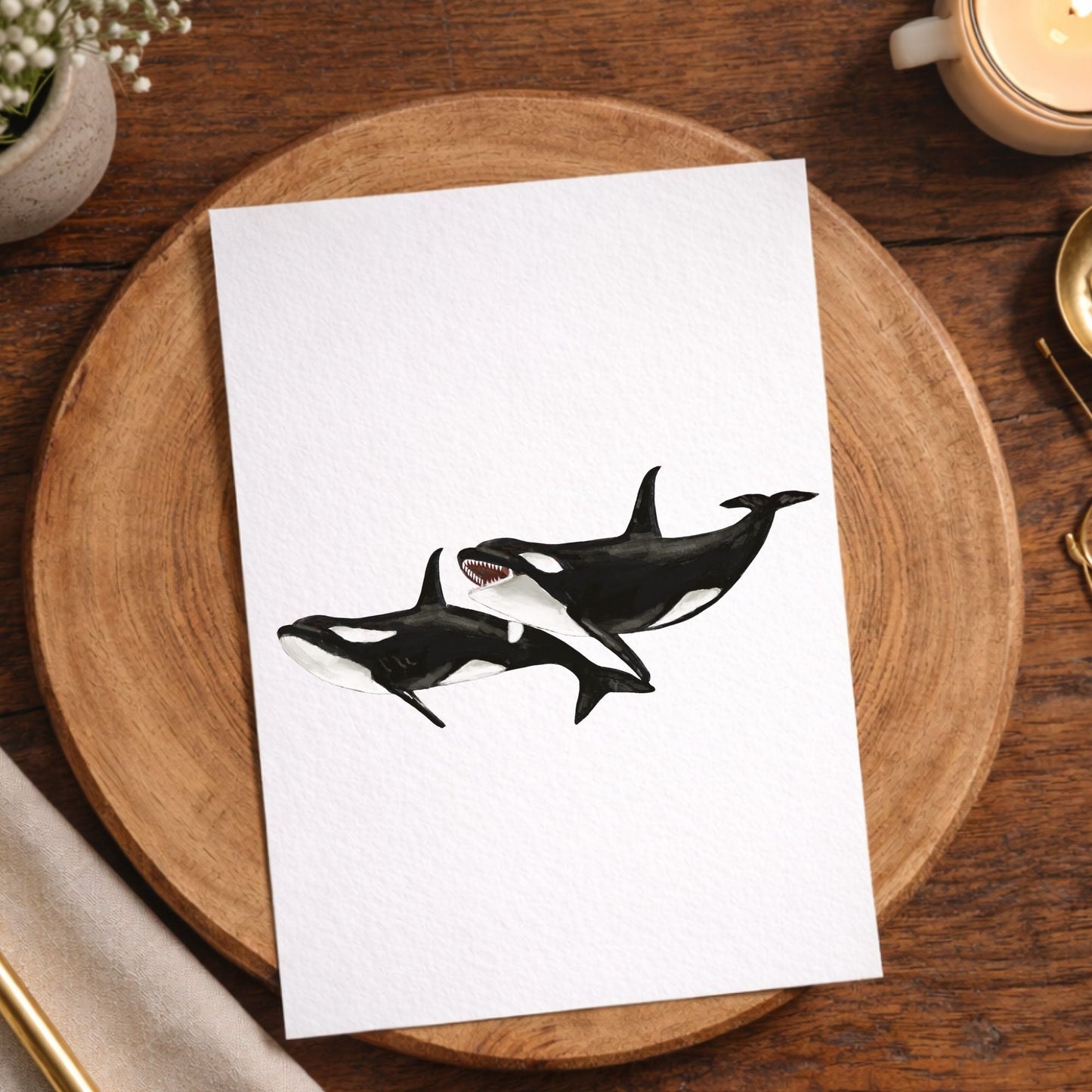 Orca Whales Postcard - MerikaArt