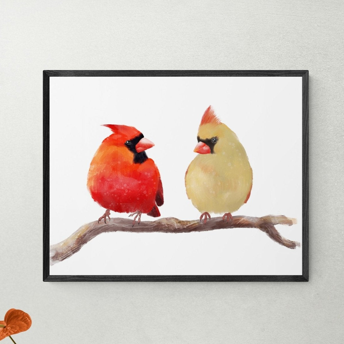 Original Northern Cardinal Couple Print - MerikaArt