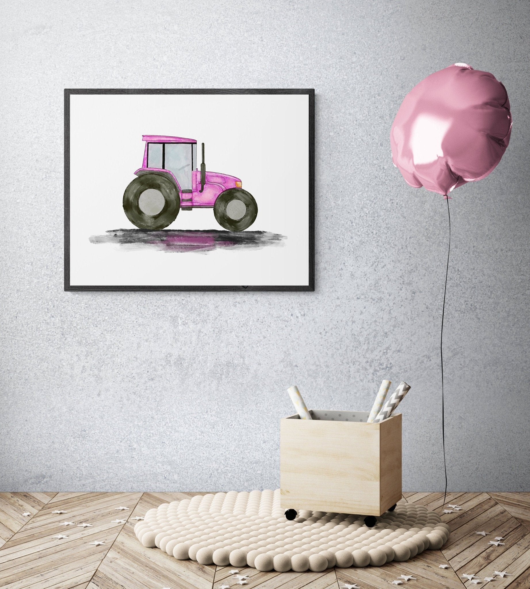 Original Pink Tractor Print - MerikaArt