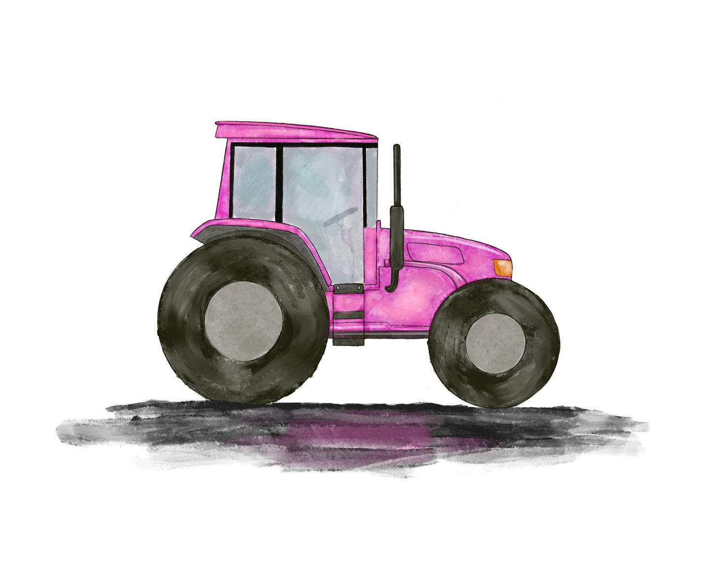 Original Pink Tractor Print - MerikaArt