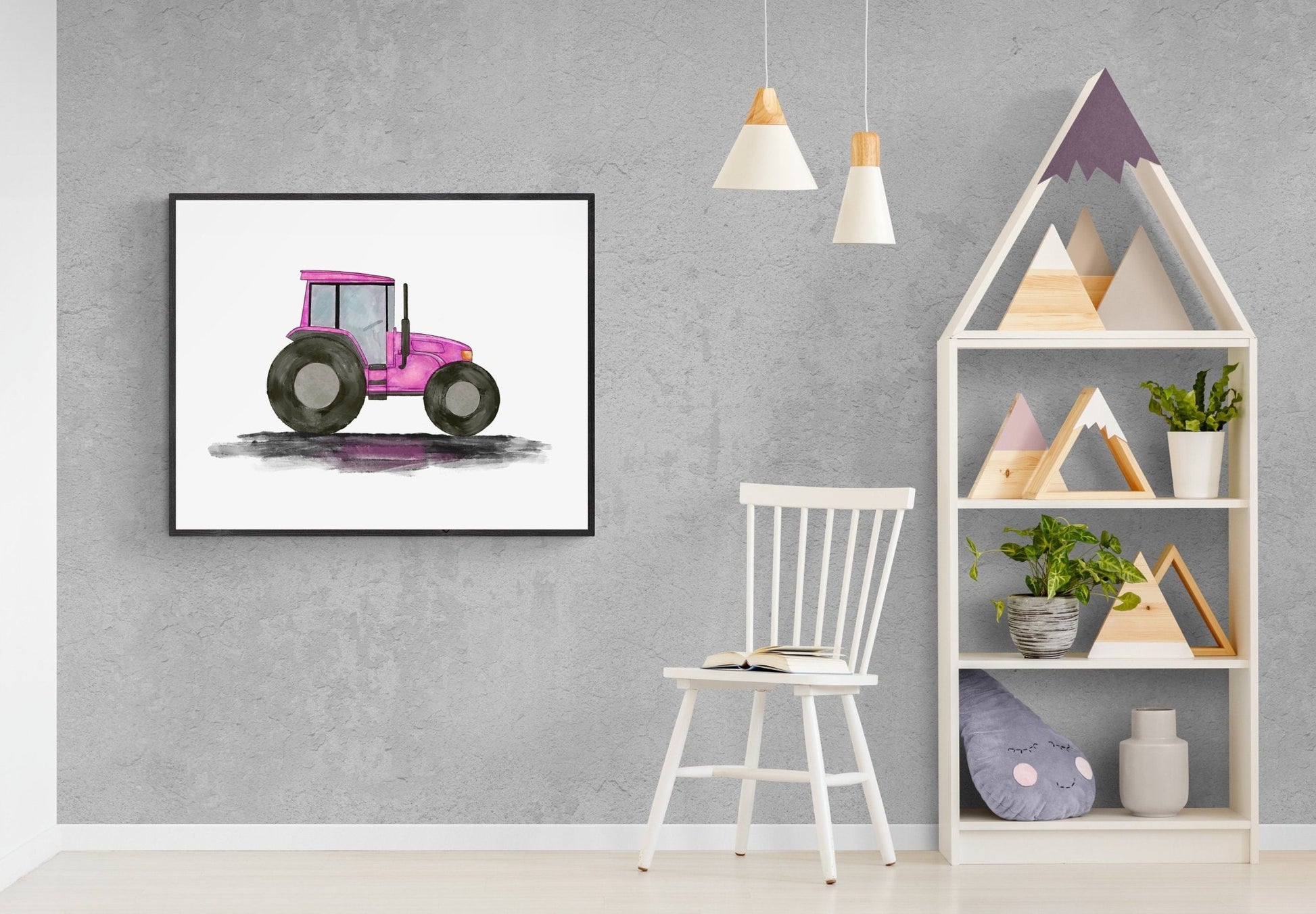 Original Pink Tractor Print - MerikaArt
