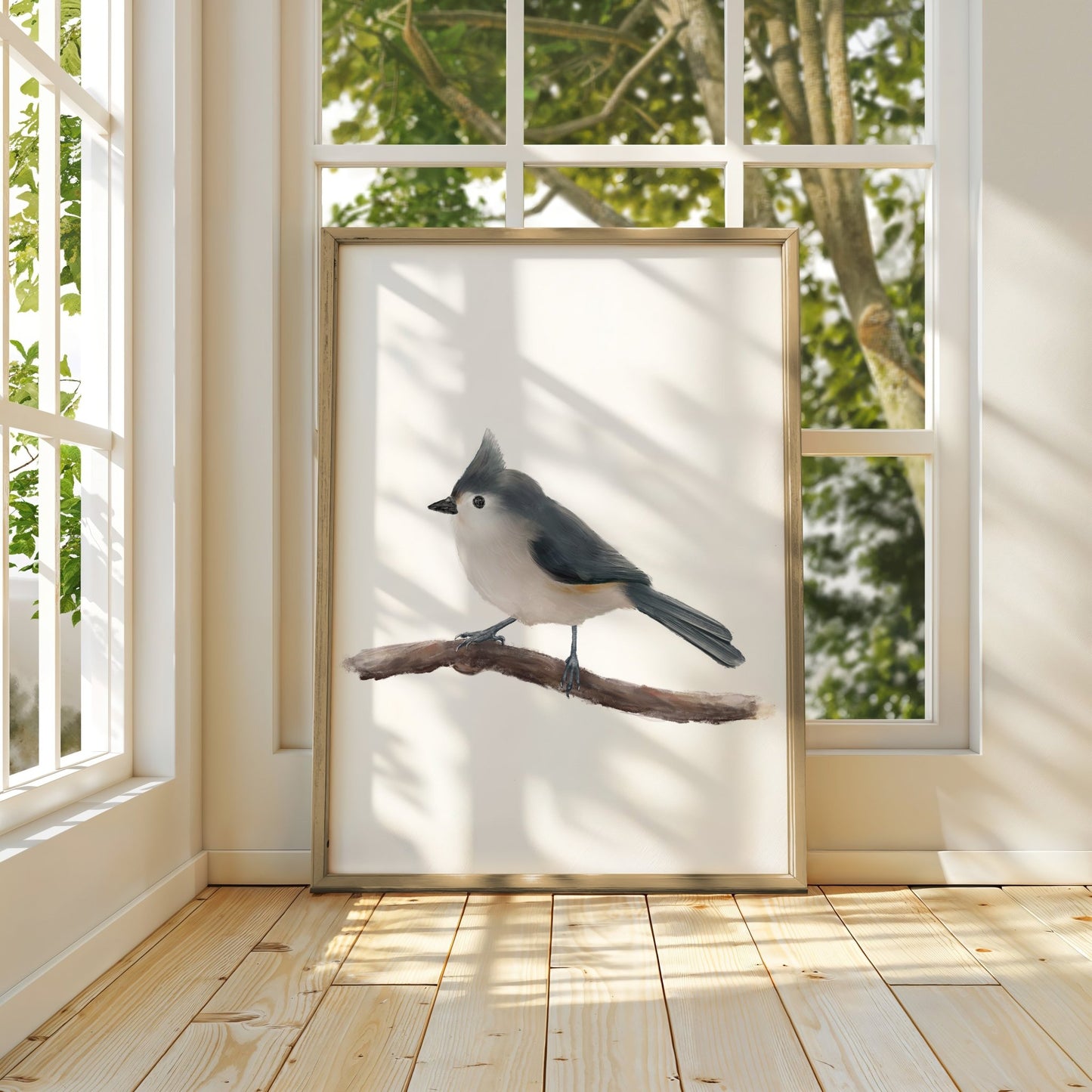 Original Tufted Titmouse Bird Print - MerikaArt