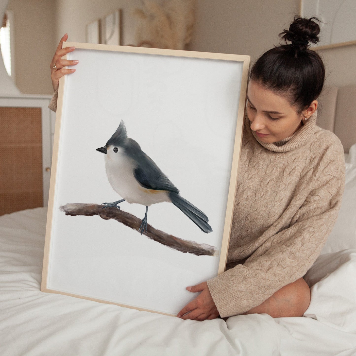 Original Tufted Titmouse Bird Print - MerikaArt