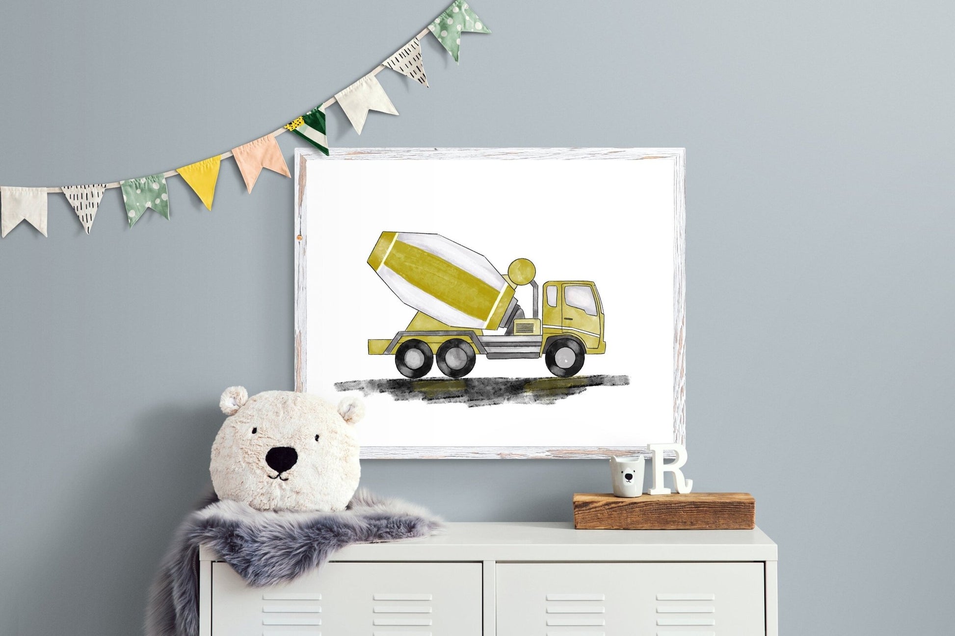 Original Yellow Cement Truck Print - MerikaArt