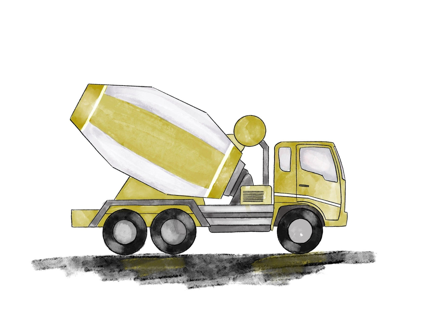 Original Yellow Cement Truck Print - MerikaArt