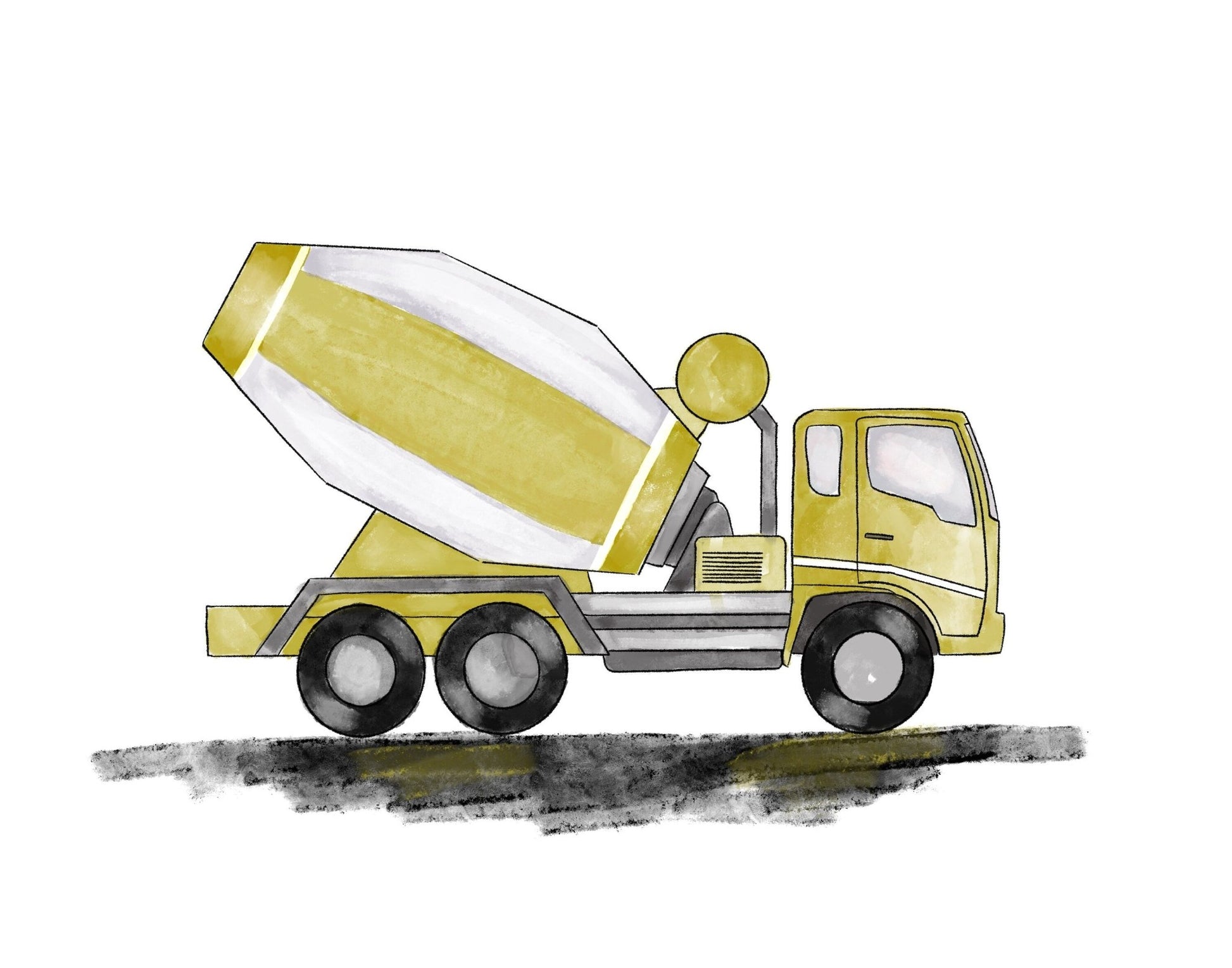 Original Yellow Cement Truck Print - MerikaArt