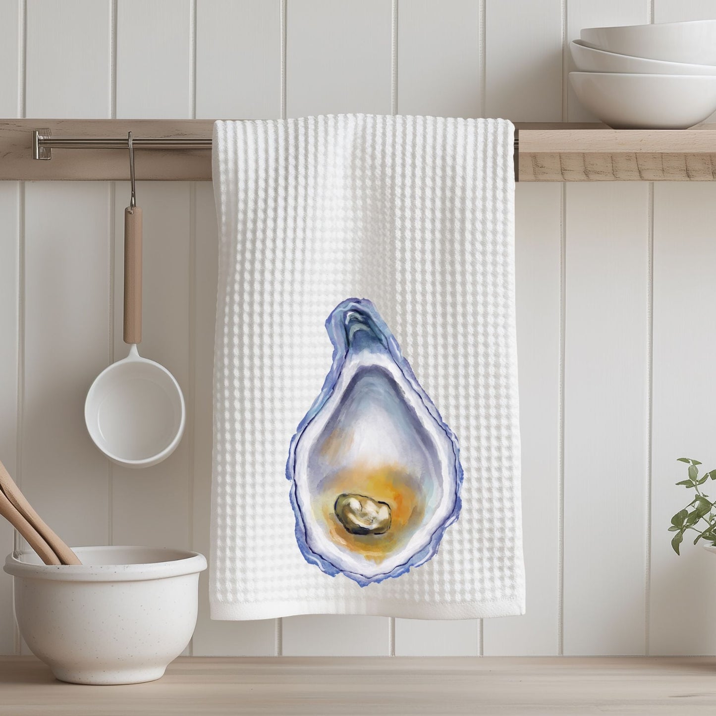 Oyster Kitchen Towel with Pearl - MerikaArt