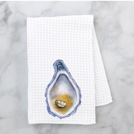 Oyster Kitchen Towel with Pearl - MerikaArt