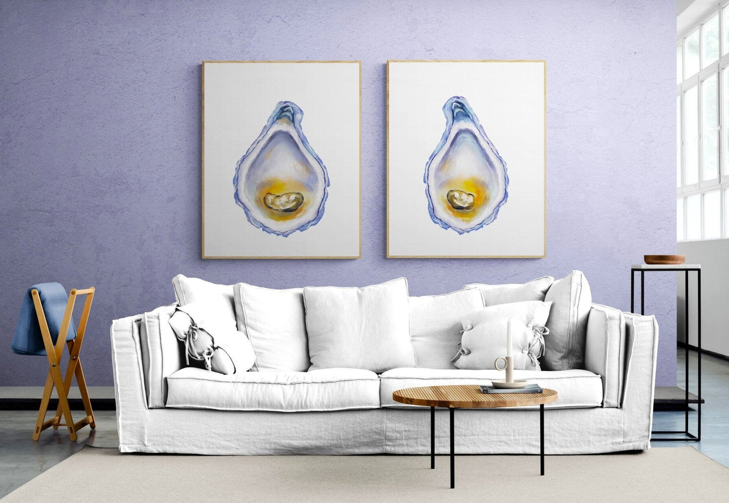 Oyster Print, Oyster Painting, Beach House Decor, Shell Print, Oyster Shell Wall Art, Coastal Decor, Living Room Wall Art - MerikaArt