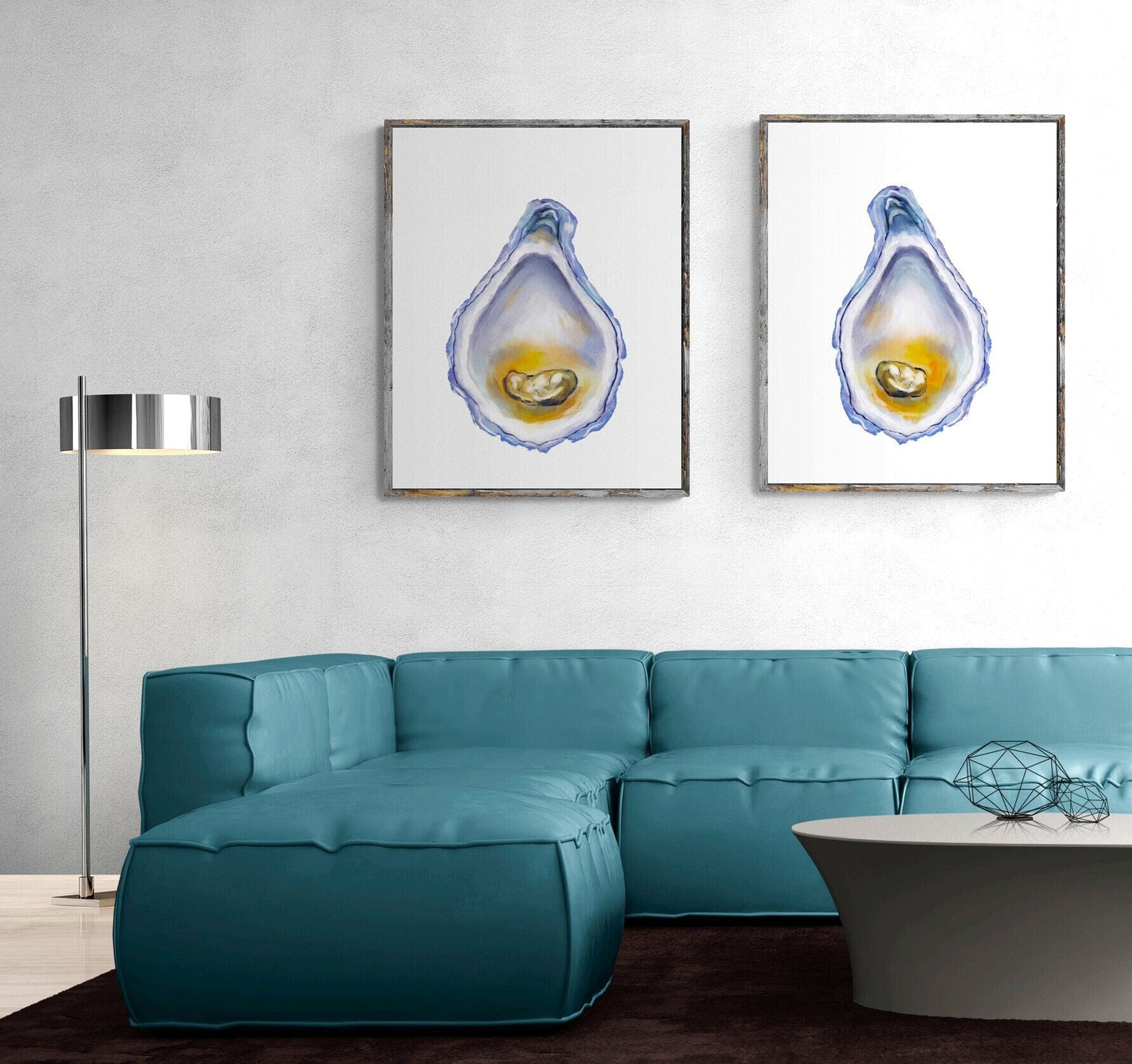 Oyster Print Set of 2, Oyster Painting Set, Beach House Decor, Shell Print Set, Oyster Shell Wall Art, Coastal Decor, Living Room Wall Art - MerikaArt