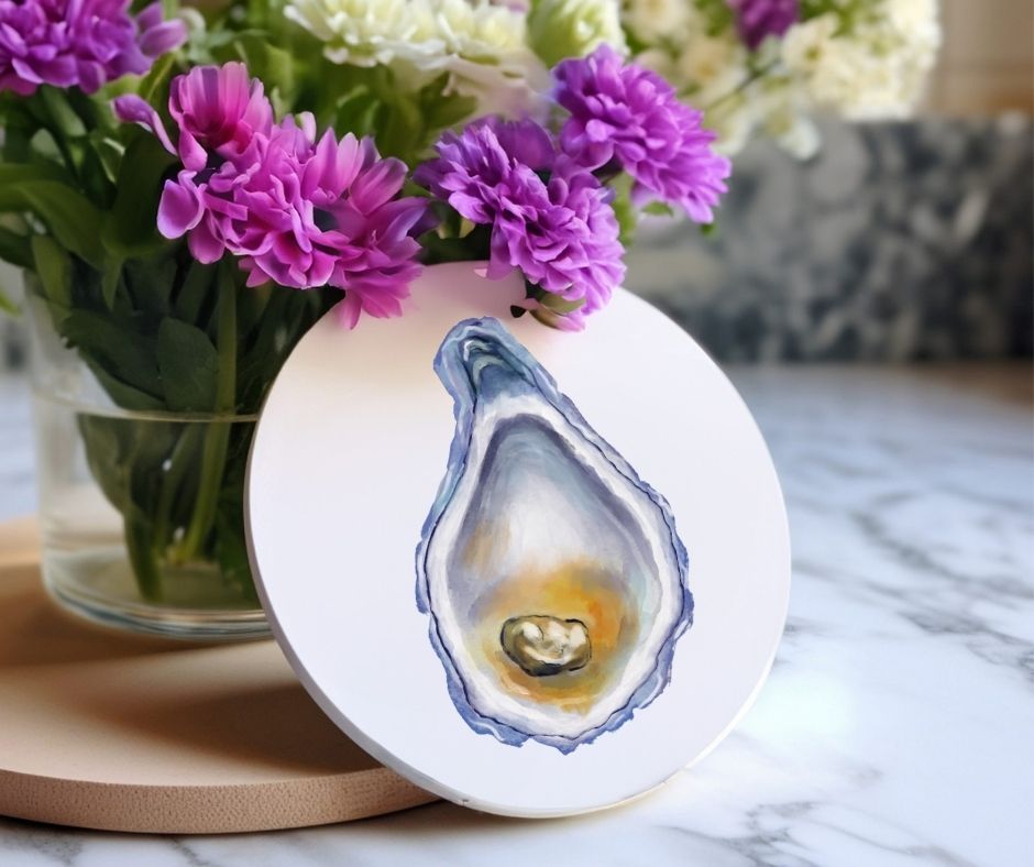 Oyster Shell Ceramic Coaster - MerikaArt