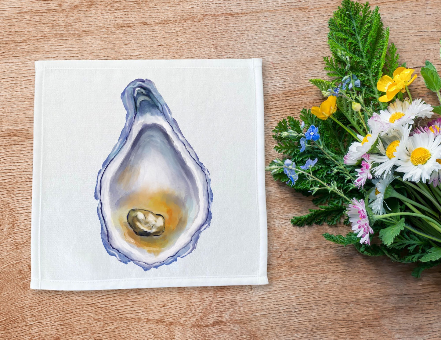 Oyster with Pearl Washcloth - MerikaArt
