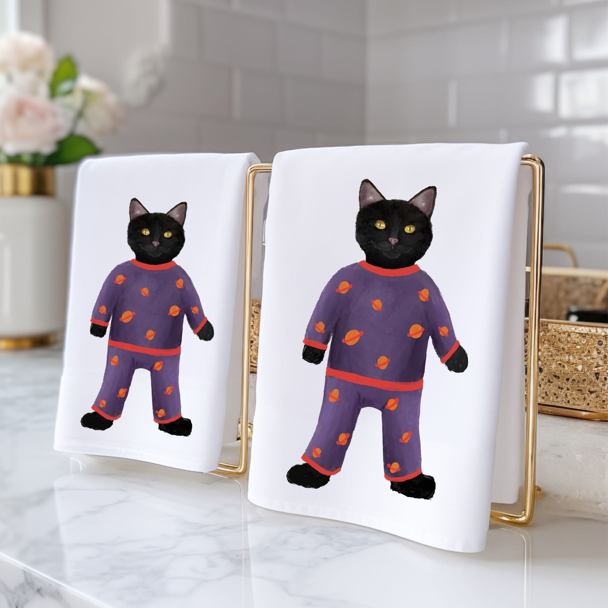 Pajama Cat Bathroom Towel - MerikaArt