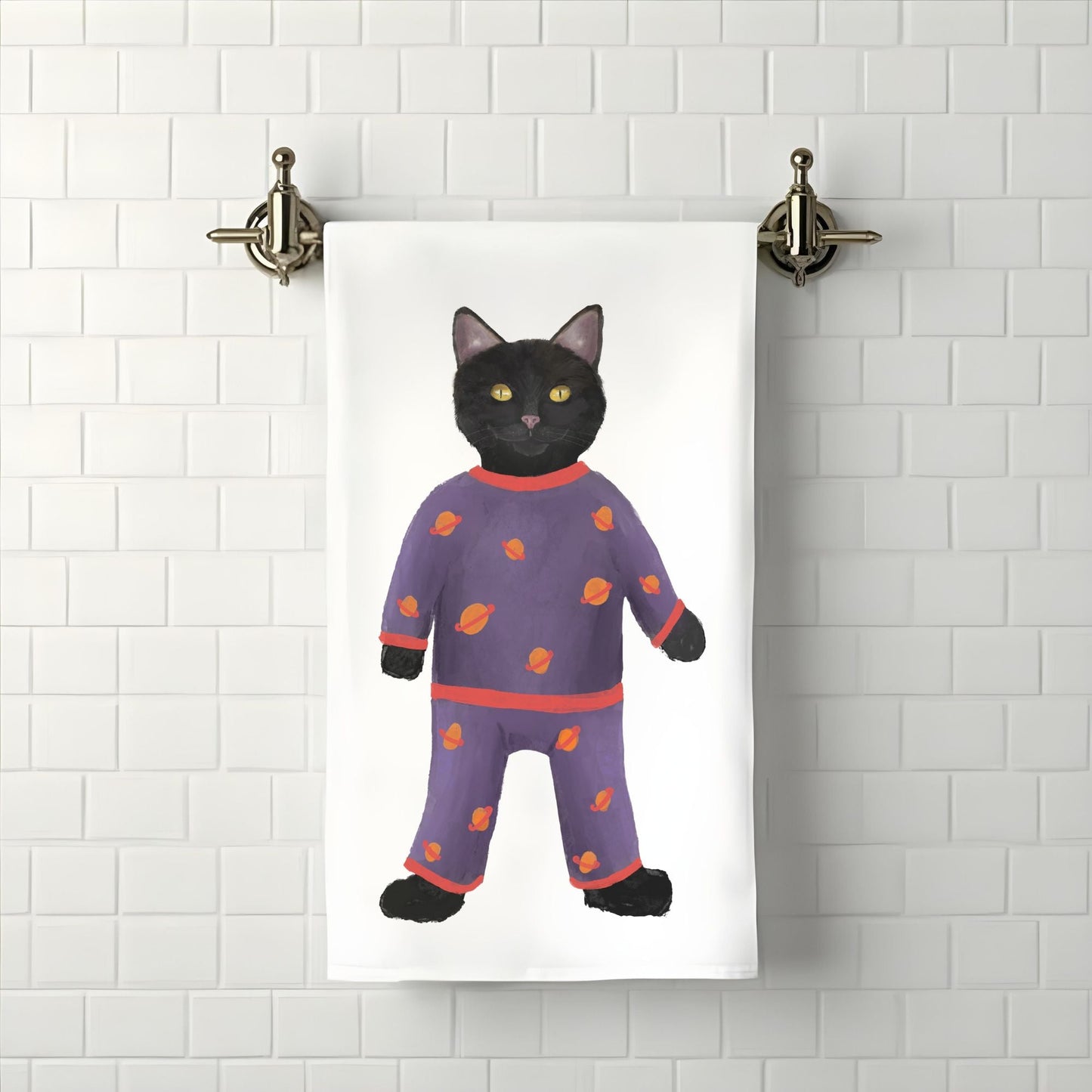 Pajama Cat Bathroom Towel - MerikaArt