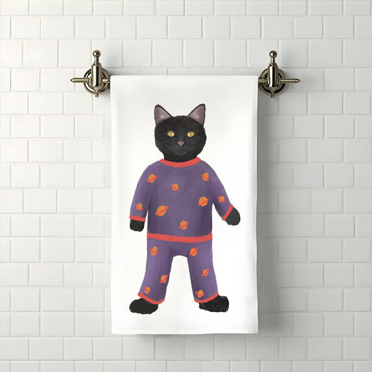 Pajama Cat Bathroom Towel - MerikaArt
