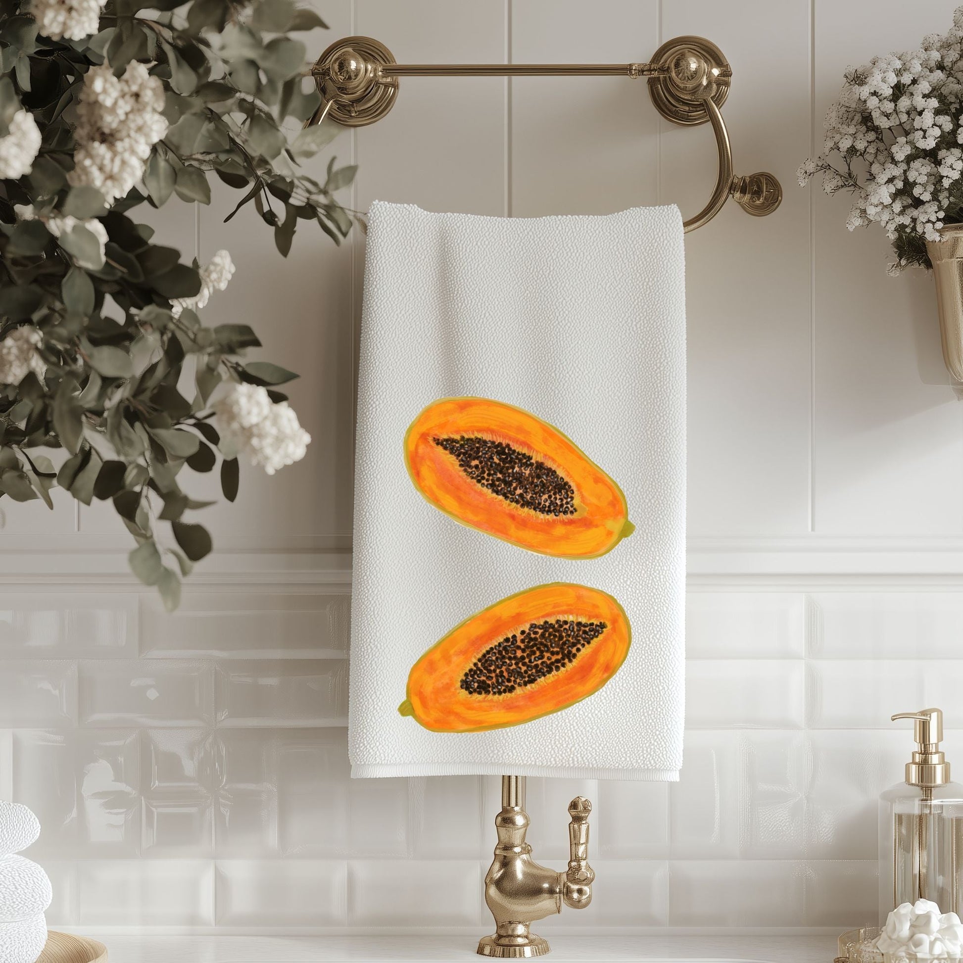 Papaya Fruit Bathroom Towel - MerikaArt