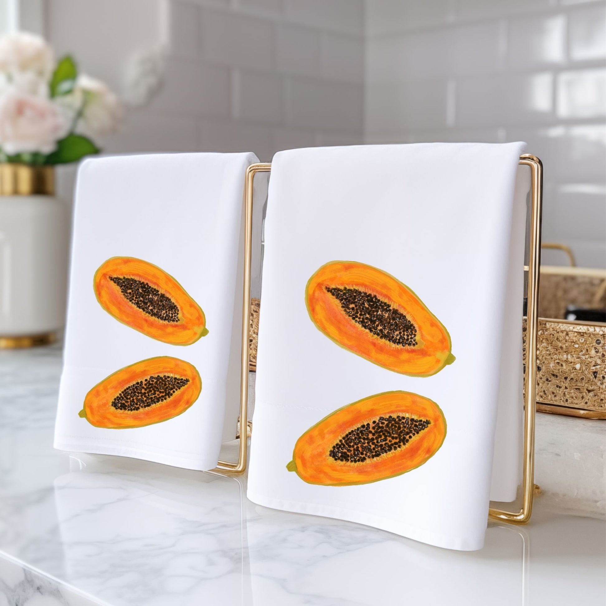 Papaya Fruit Bathroom Towel - MerikaArt