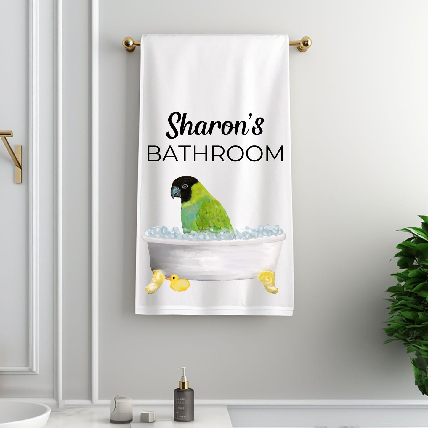 Parrot in Bathtub Bathroom Towel - MerikaArt