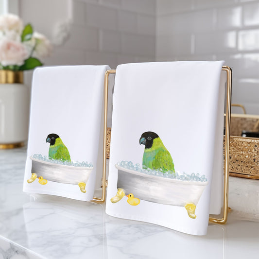 Parrot in Bathtub Bathroom Towel - MerikaArt