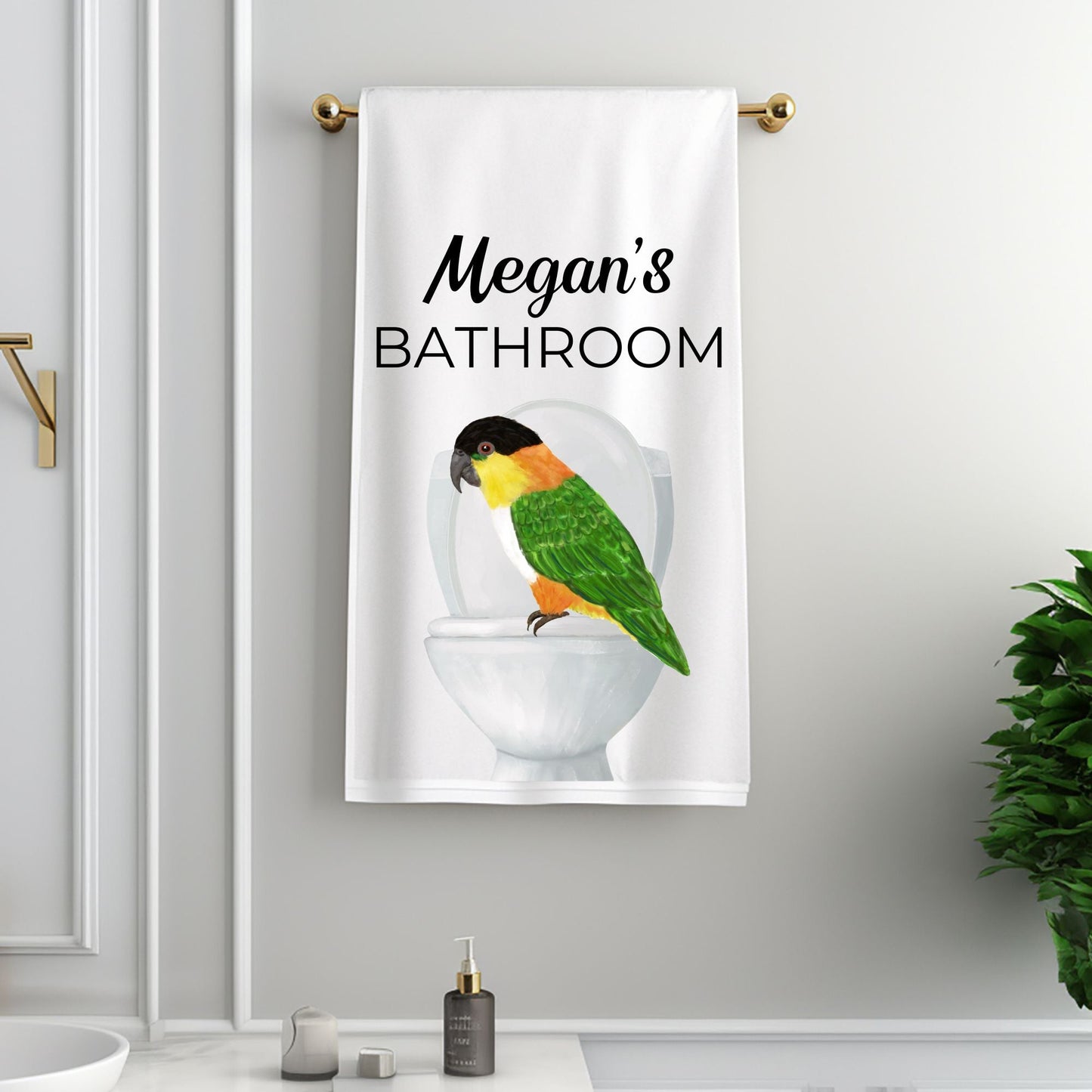 Parrot on Toilet Bathroom Towel - MerikaArt