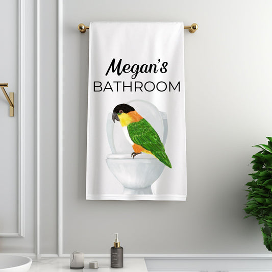 Parrot on Toilet Bathroom Towel - MerikaArt