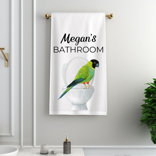 Parrot on Toilet Bathroom Towel - MerikaArt