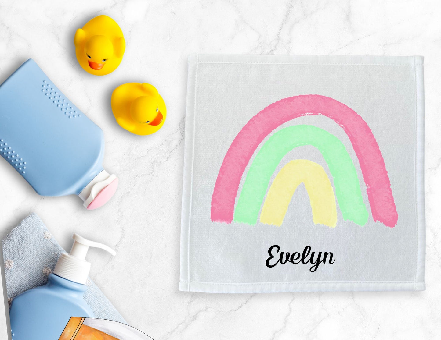 Pastel Rainbow Washcloth - MerikaArt