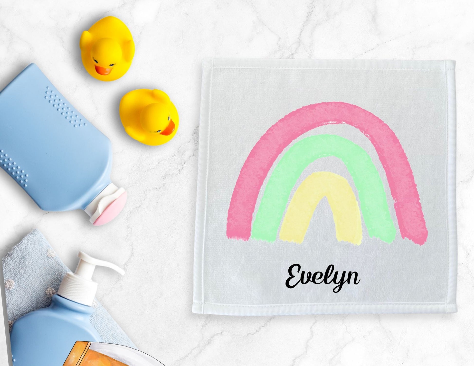 Pastel Rainbow Washcloth - MerikaArt