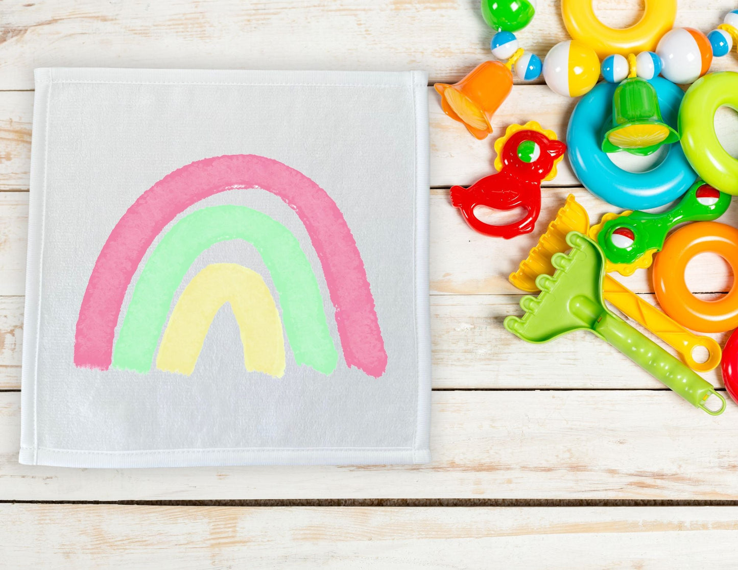 Pastel Rainbow Washcloth - MerikaArt
