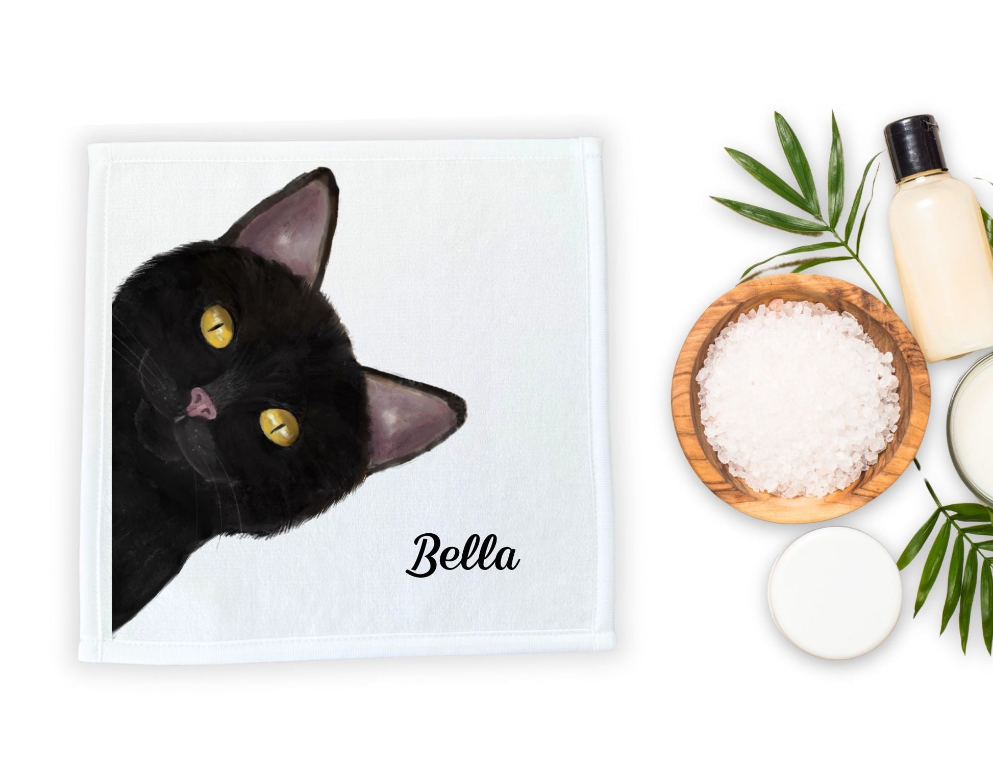 Peek - A - Boo Black Cat Washcloth - MerikaArt