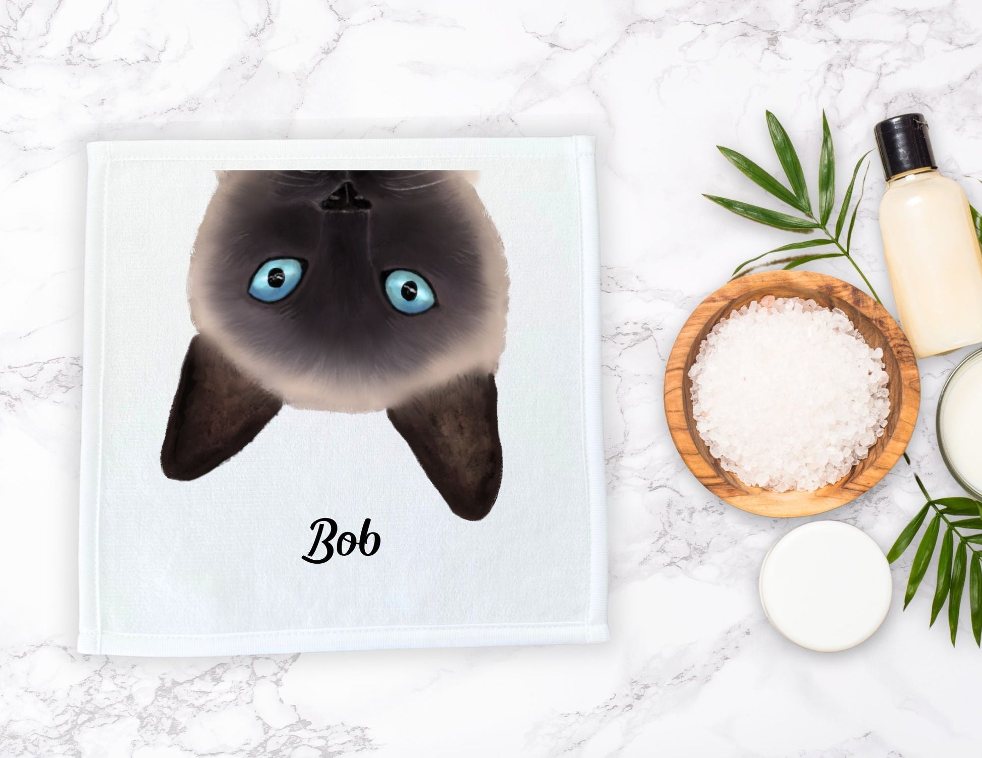 Peekaboo Siamese Cat Washcloth - MerikaArt