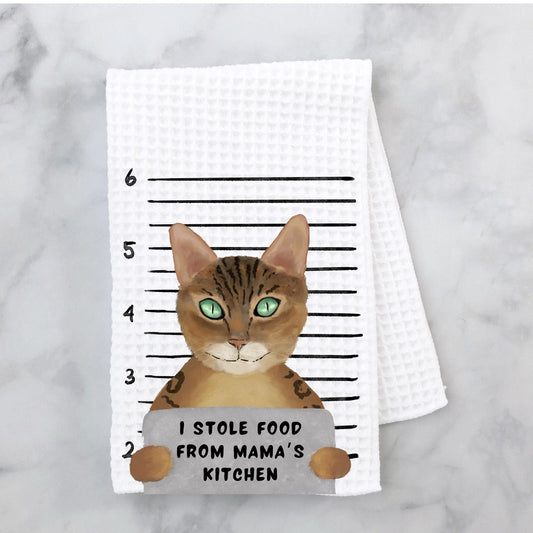 Personalized Bengal Cat Mugshot Kitchen Towel - MerikaArt