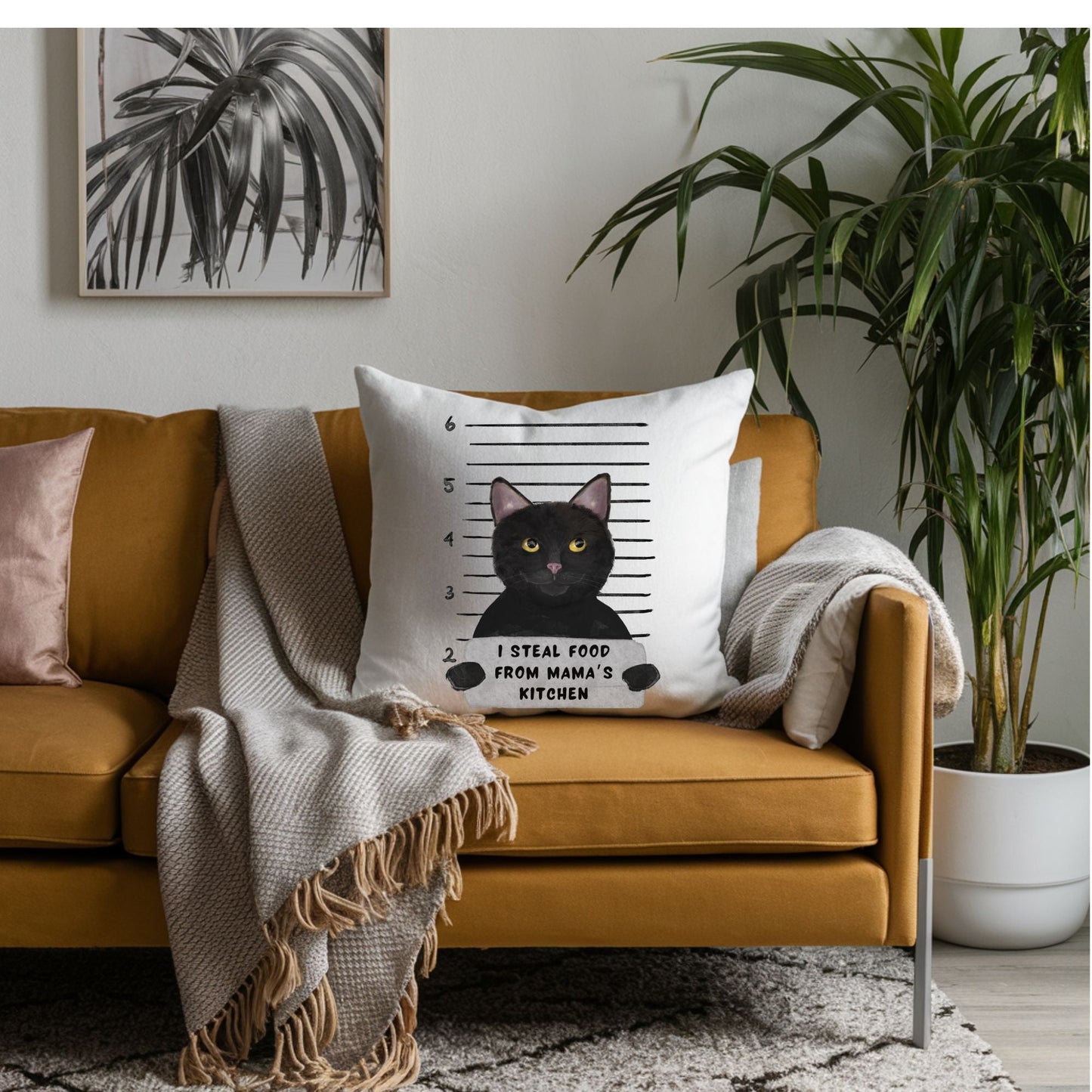 Personalized Black Cat Pillow - MerikaArt