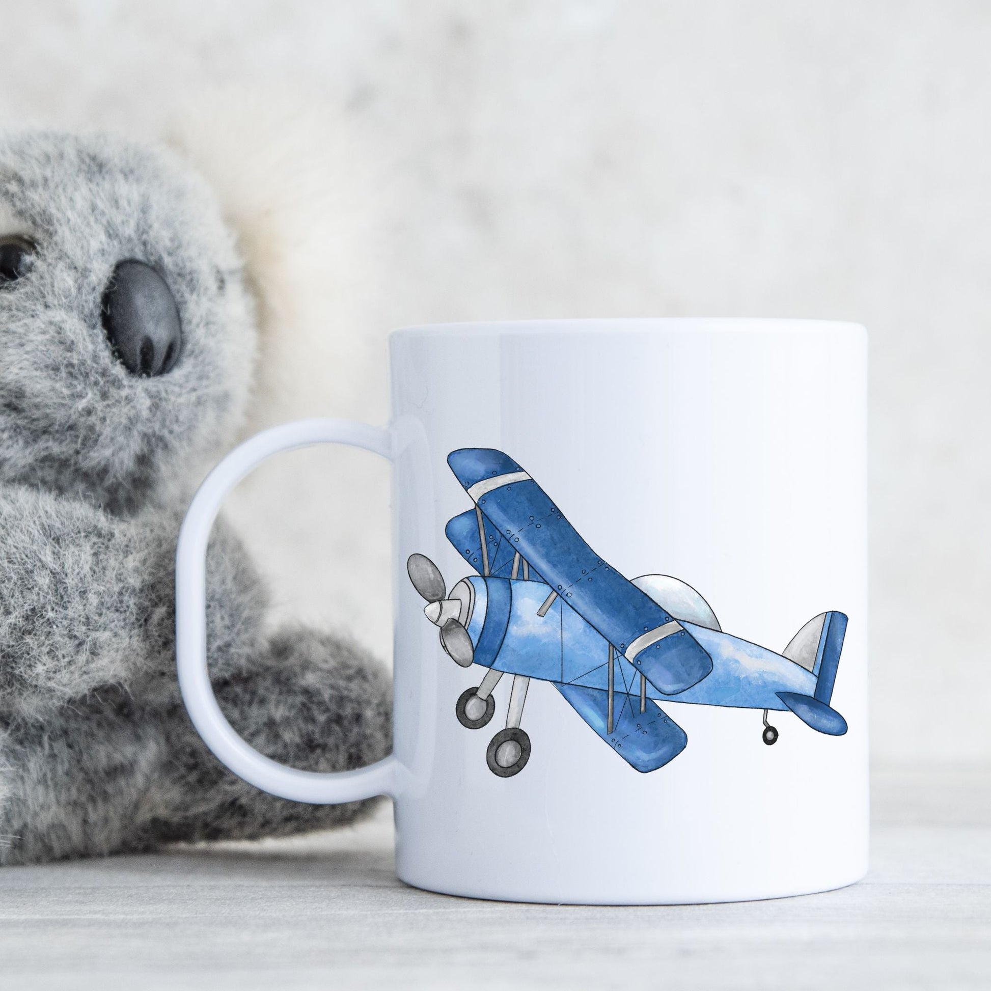 Personalized Blue Airplane Mug - MerikaArt