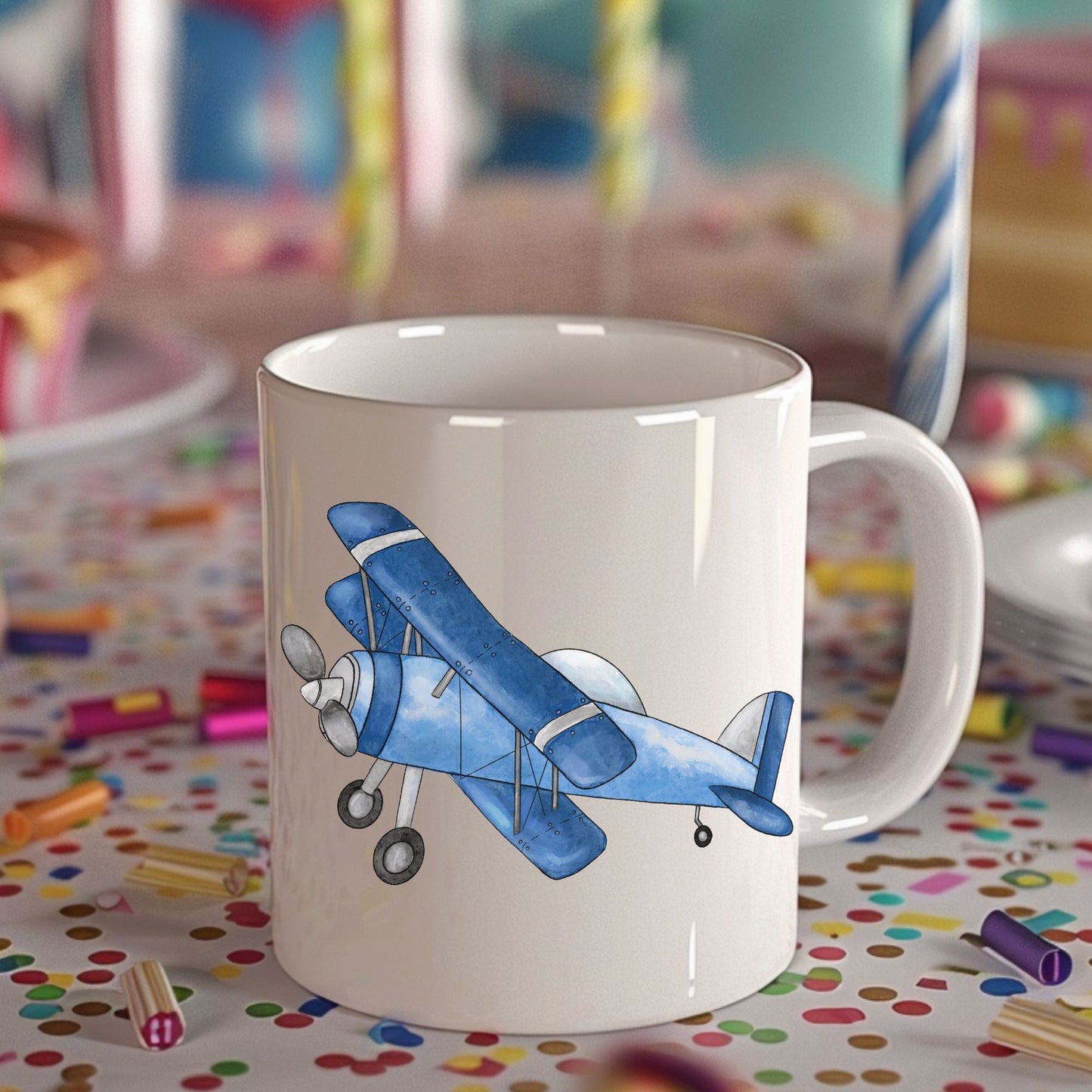Personalized Blue Airplane Mug - MerikaArt