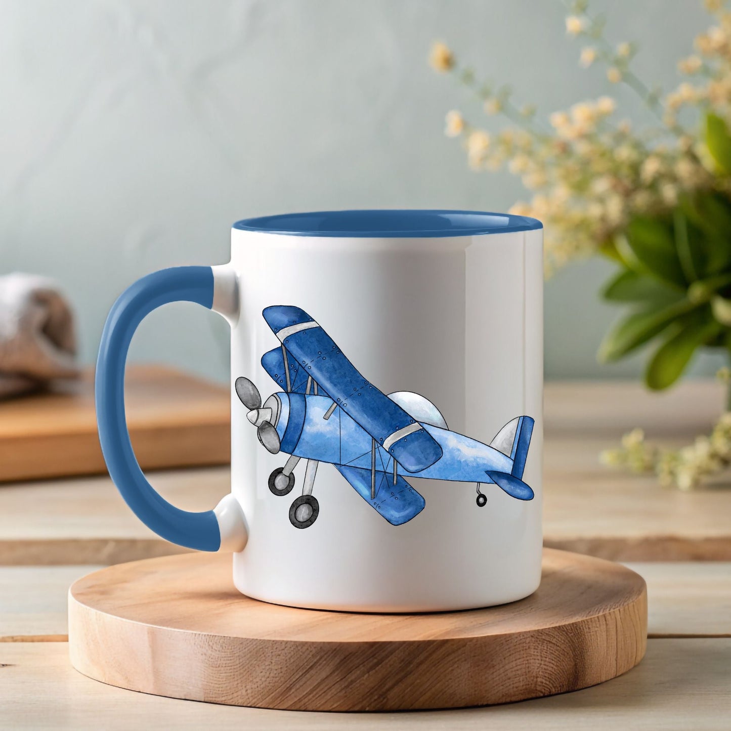 Personalized Blue Airplane Mug - MerikaArt
