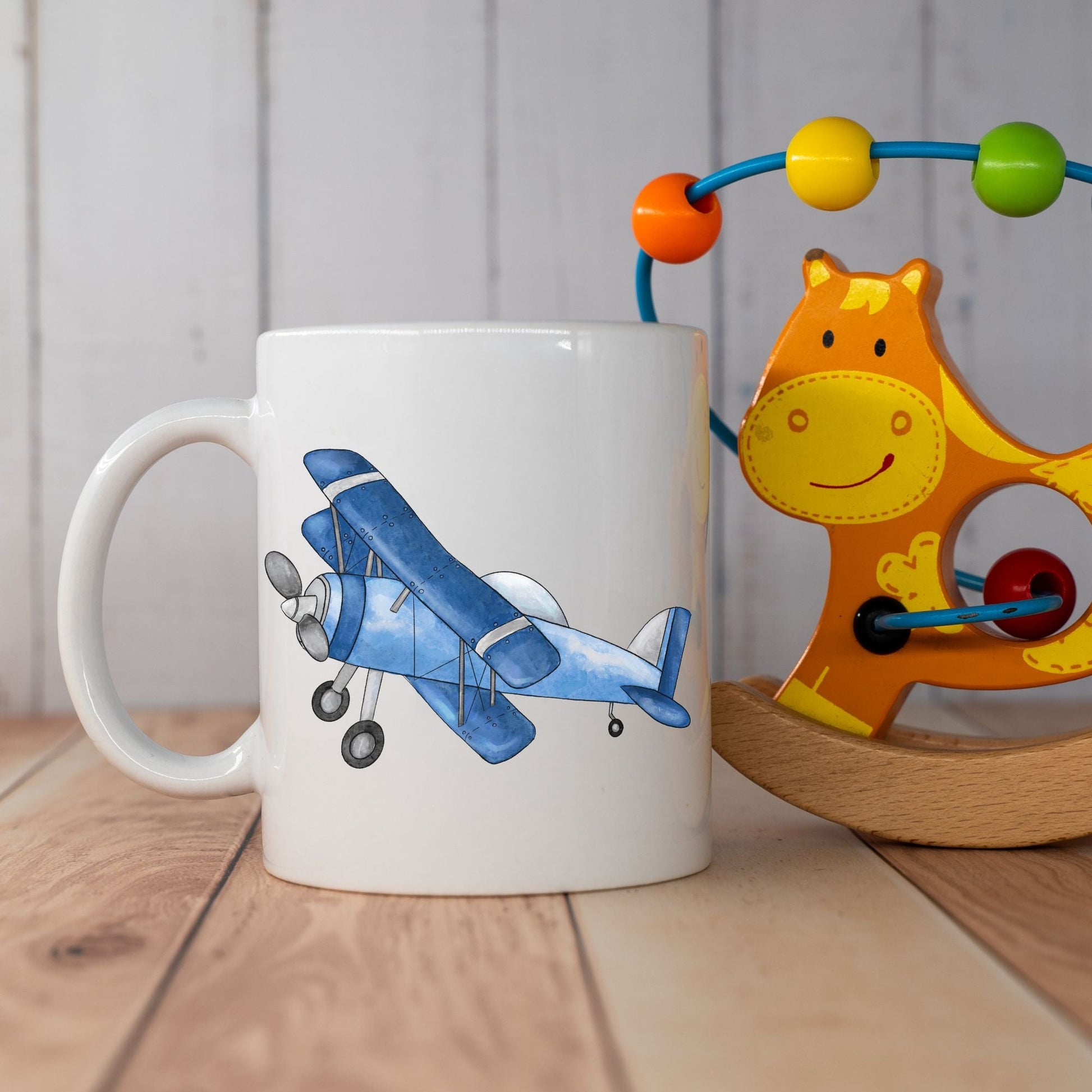 Personalized Blue Airplane Mug - MerikaArt