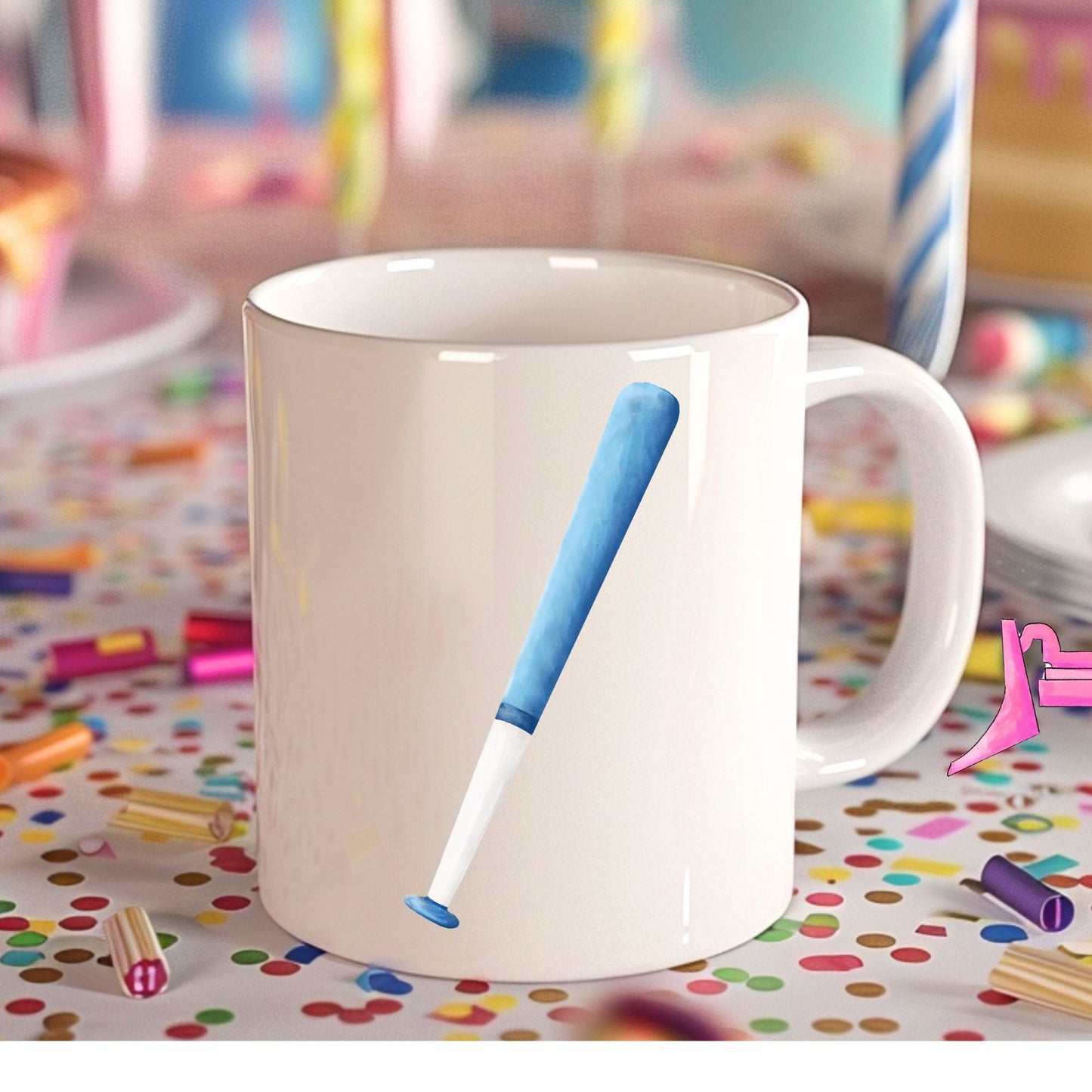 Personalized Blue Baseball Bat Mug - MerikaArt