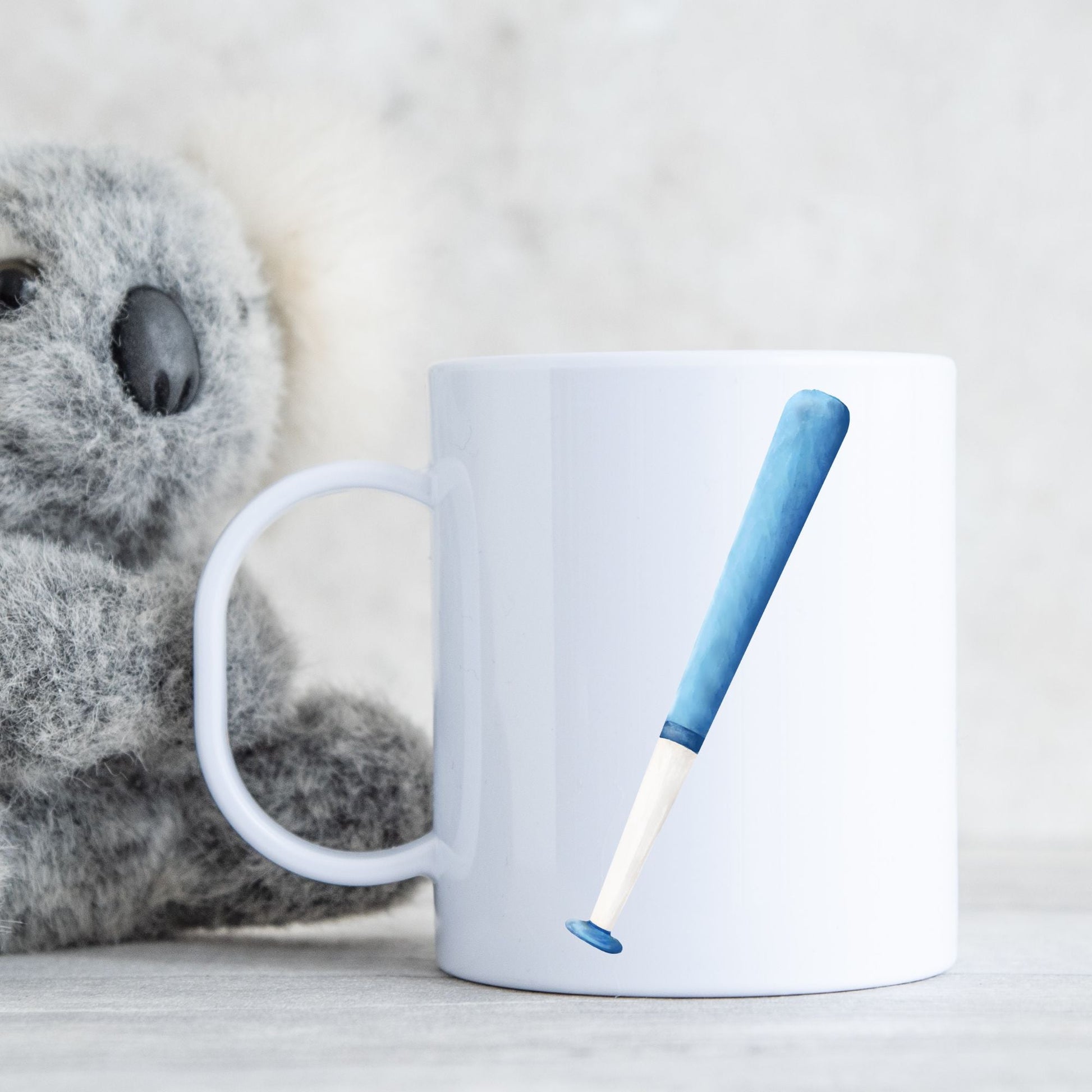 Personalized Blue Baseball Bat Mug - MerikaArt