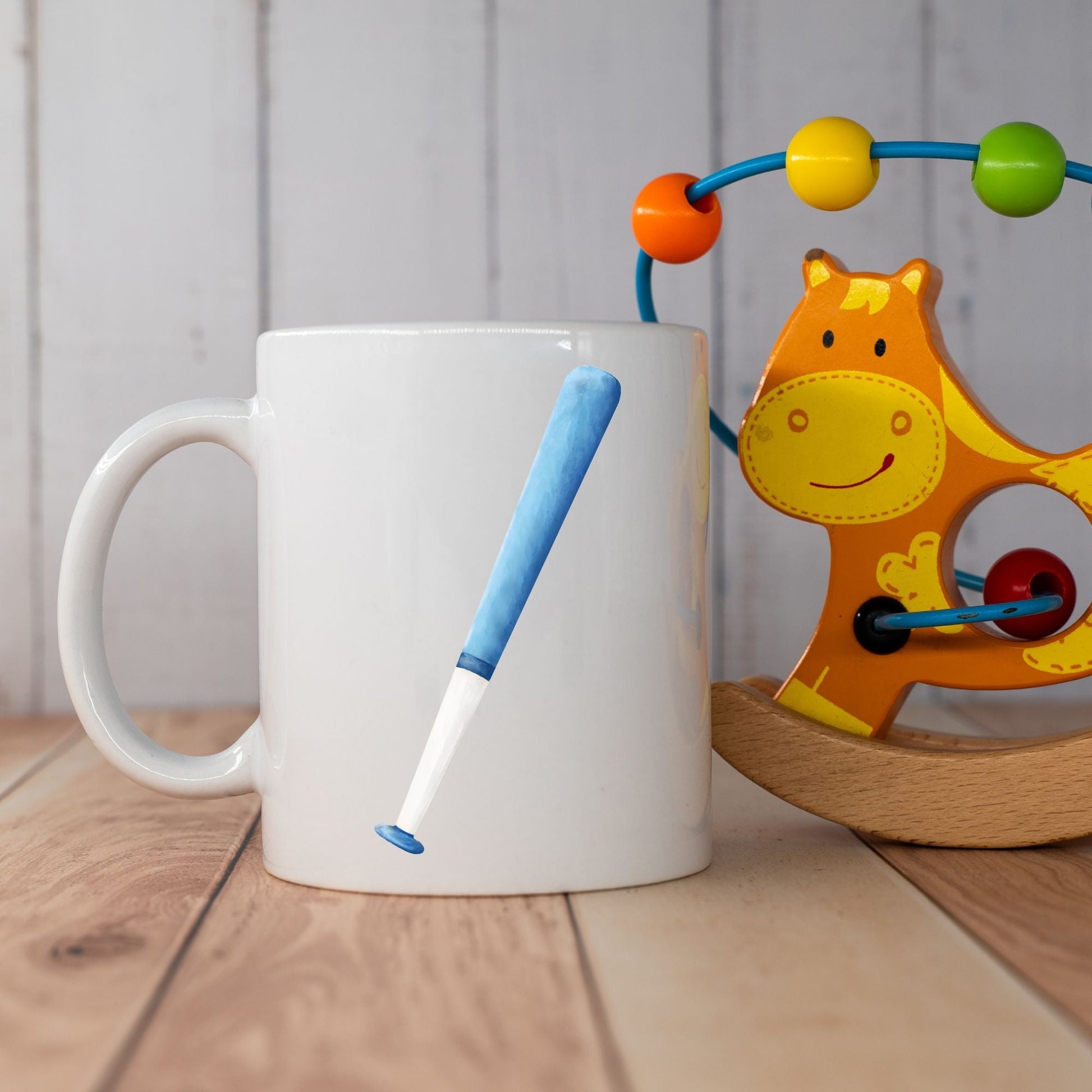Personalized Blue Baseball Bat Mug - MerikaArt